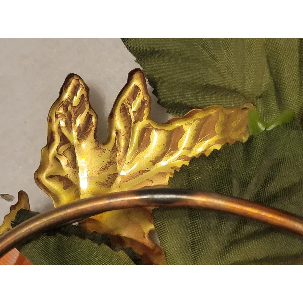 Vtg retro 80s Floral Wreath‎ Unisex OS Peach Gold Shabby Chic Heart Wall Decor